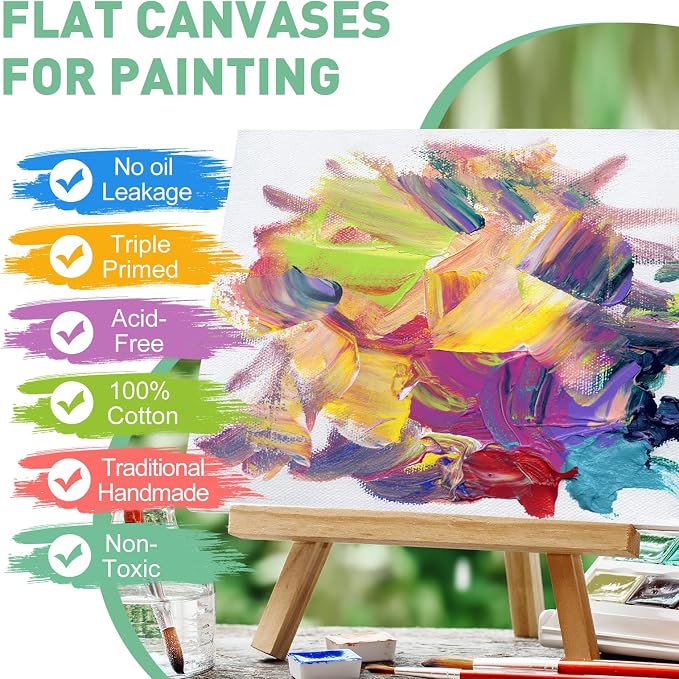 ESRICH Canvas Boards for Painting, 3 Pack 9x12 Canvases for Painting Cotton Primed Acid Free Blank Canvas Panels for Oil Paint, Watercolor, Acrylic Paint, Gouache and Tempera.