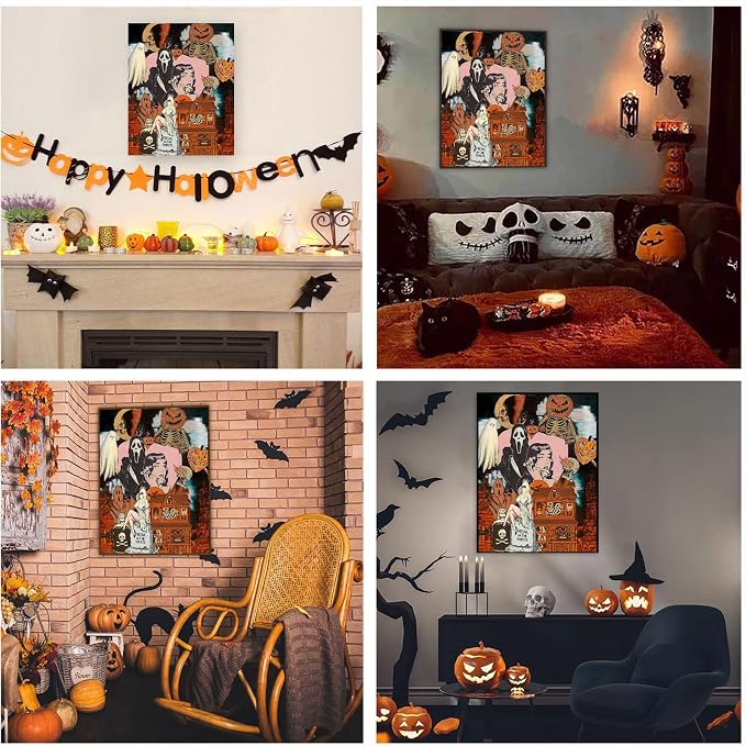 SUJINMEI Halloween Paint by Numbers Kit for Adults Without Frame 16X20 inch | Horror Adult Paint by Number Kits on Canvas, Scream Painting by Number for Adult, Acrylic Paints for Home Wall Decor