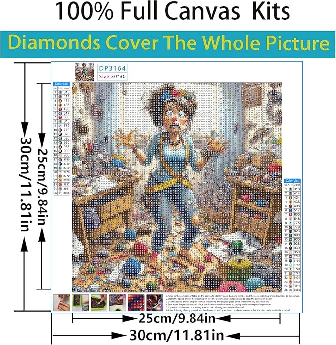 Dorwendis Sewing Girl Diamond Art Kits for Adults, Knitting Room Diamond Painting Kits for Beginners, 5D DIY Full Round Drills Craft for Gifts Home Wall Decor 12x12 inch