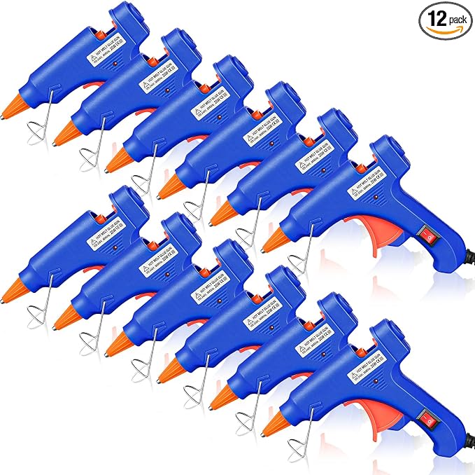 Zhengmy 12 Pcs Mini Hot Glue Guns 20W Low Temp Burn Protection,Blue