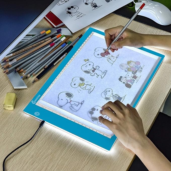 XIAOSTAR Light Box Drawing Pad, 12000 Lux LED Tracing Board A4, USB Powered (Not Rechargeable) PMMA Panel, Adjustable Brightness for Diamond Painting, Sketching, Animation, X-Ray–Includes Accessories | for Artists,Animation Drawing,Sketching,Animation,...