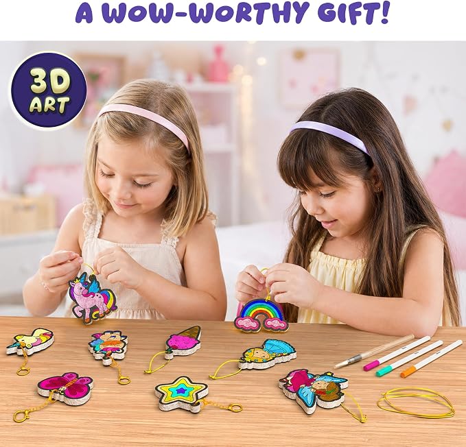 Skillmatics Aqua Puffs Unicorns, Art & Craft Gift for Kids, Paint by Number | DIY Princess Puffy Keychains, Screen-Free, Mess-Free Activity, Creative Kit for Girls & Boys Ages 4, 5, 6, 7, 8, 9, 10
