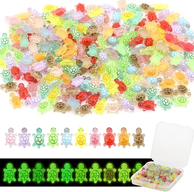 120Pcs Mini Resin Turtles, Glow in the Dark Miniature Tiny Turtles for Crafts, Micro Resin Animals Figurines for DIY Fairy Garden Dollhouse Micro Landscaping Decoration
