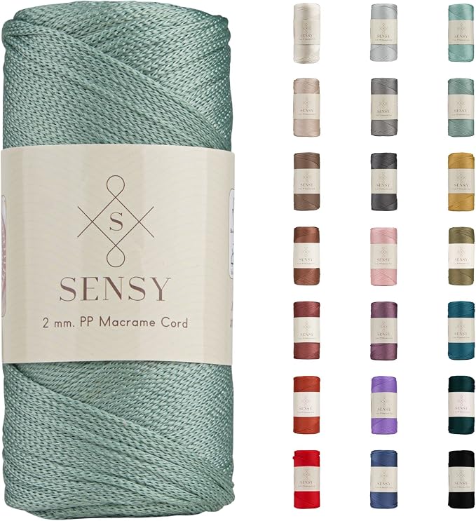Sensy Premium 2mm 251 Yards Polyester Rope 100% Polypropylene Cord Macrame Cord 2mm Crochet Bag Cord Macrame Rope Crochet Thread Gift for Knitter (Sage)