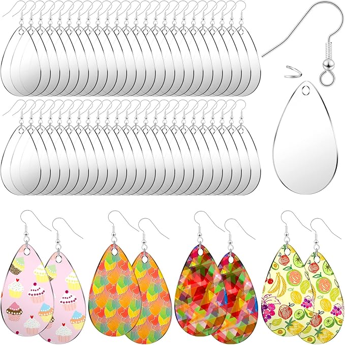 Hicarer 168 Pieces Acrylic Earring Blanks DIY Earrings Making Kit Includes Acrylic Transparent Teardrop Earring Pendants Clear Blanks Hooks and Open Jump Rings for Earrings DIY