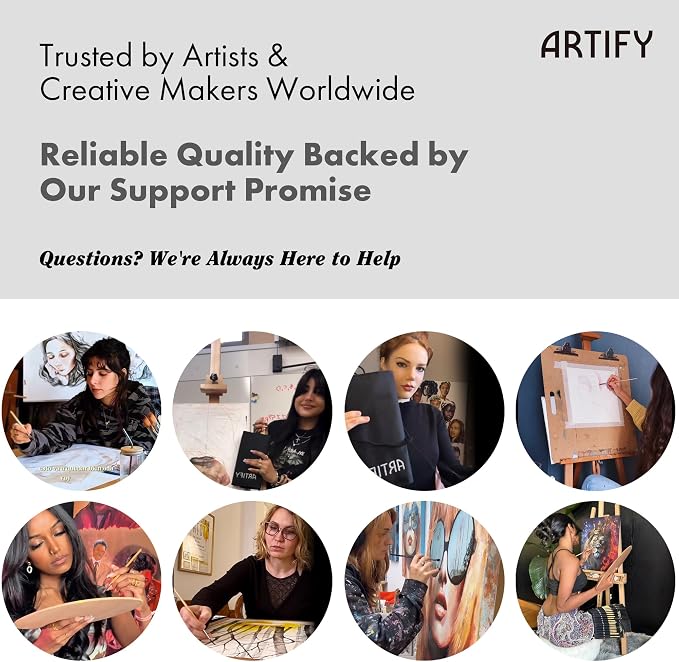 ARTIFY 24 Pieces Synthetic Hog Bristle Paint Brush Set – Expert Series Nylon Brushes for Acrylic, Oil Painting– No Shedding, Canvas Roll Case & Palette Knife, Artist Gifts Art Supplies