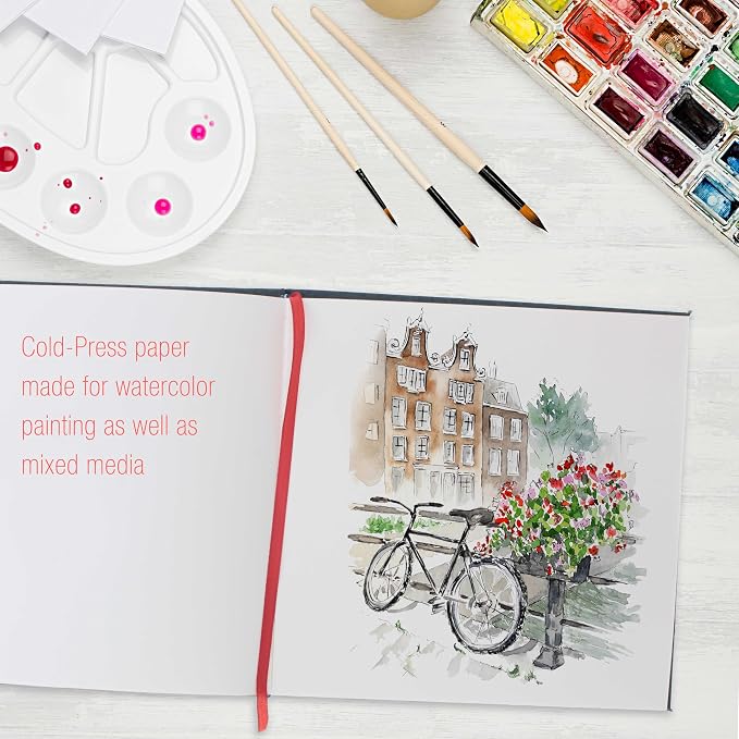 U.S. Art Supply 8.5" x 8.5" Watercolor Book (2 Pack, 76 Sheets Each)