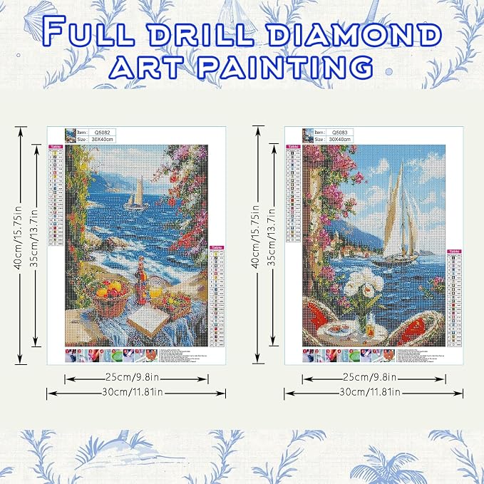 DOTSOPS 2 Pack Landscape Diamond Painting Kits for Adults Round Full Drill | Round Diamond Art Kits Paint by Number for Beginners,Gem Art Painting for Beginner,Home Wall Decor Gift 11.8 x 15.7 Inches