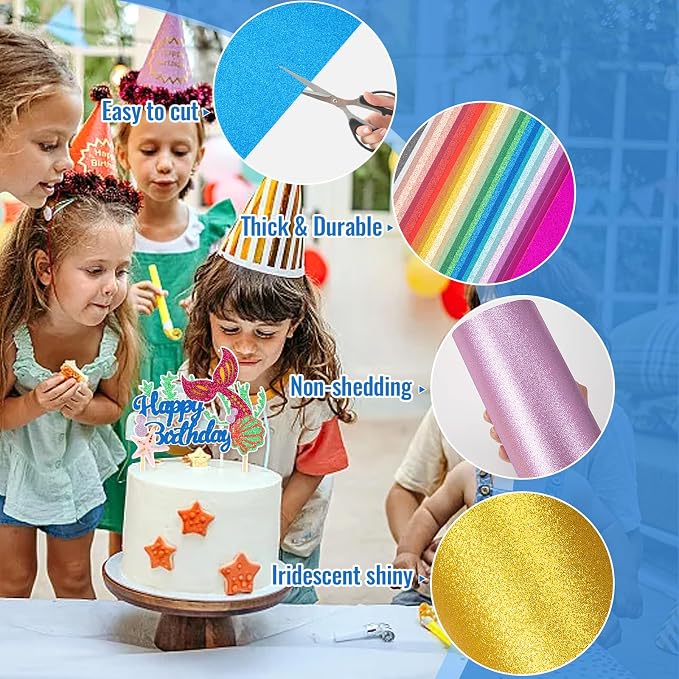 30 Pack Glitter Cardstock Paper Sheets 250gsm/92lb 6×8inch