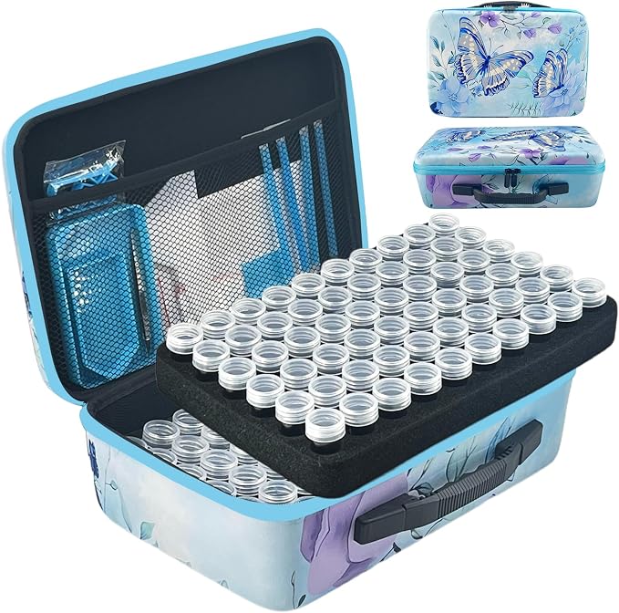 120 Slot Diamond Painting Storage Containers | Blue 120-slot storage box with tools & accessories for diamond art