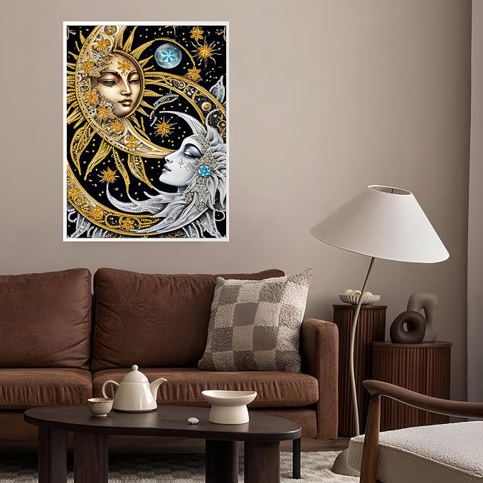 DOTSTART Diamond Art Kits for Adults,Sun and Moon Diamond Paintings Kits | Special Shaped 5D DIY Crystal Paint By Diamonds,Diamond Dot Gem Art Painting Kits,for Home Wall Art Decor 11.8X15.7Inch