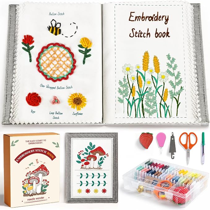 CYANFOUR 2026 New Embroidery Stitch Book Kit for Adults Beginners | Step-by-Step Guide and Video, Includes Multiple Accessories, Gift for Craft Lovers