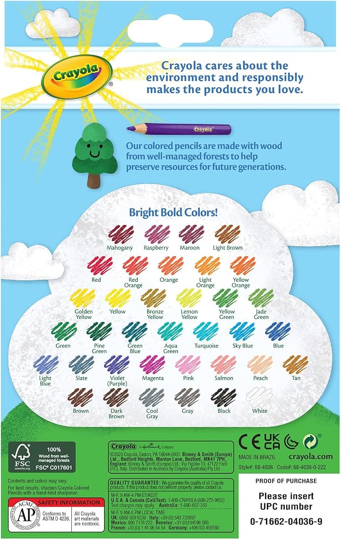 Crayola Colored Pencils (36ct), Kids Pencil Set, Pre-Sharpened Coloring Book Pencils for Kids & Adults, Arts & Crafts Supplies, Coloring Gift, Ages 3+ (Pack of 12)