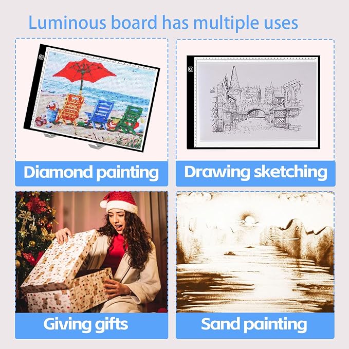 DNSGOOR 244Pcs Diamond Art Accessories Kit with A3 LED Light Pad