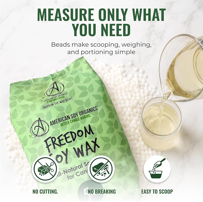 American Soy Organics Freedom Soy Wax Beads, All-Natural Candle Wax, 5 lbs | DIY Candle Making Supplies Ideal for Container Candles, Tealights & Wax Melts, Paraffin-Free, Beeswax-Free, Microwavable