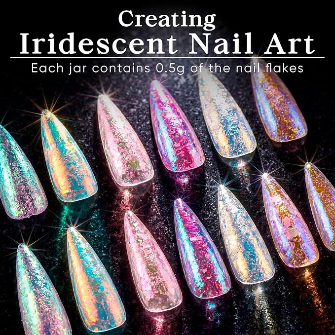 LET'S RESIN Opal Chameleon Flake, Transparent Glitter Flake for Epoxy Resin | 6 Colors Iridescent Color-Shift Pigment Powder for Resin Molds/Silicone Molds/Tumblers/Nail Art, Resin Supplies