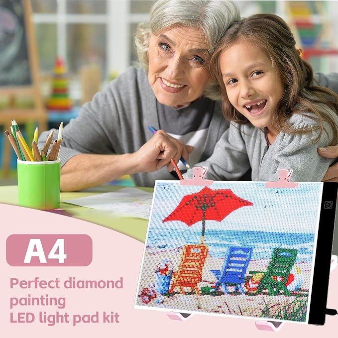 DNSGOOR 186Pcs Diamond Art Accessories Kit with A4 LED Light Pad