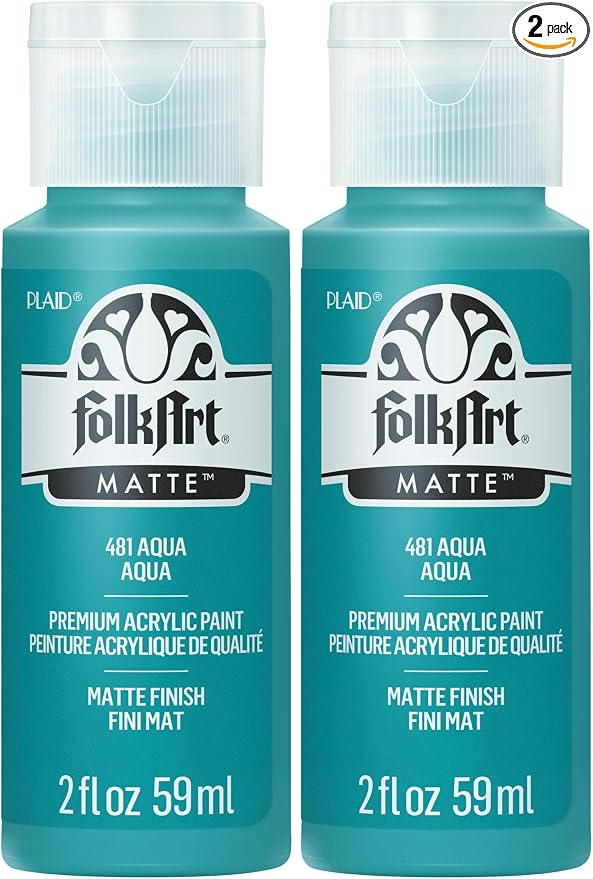 FolkArt Acrylic Paint in Assorted Colors (2 oz), 481, Aqua (Pack of 2)