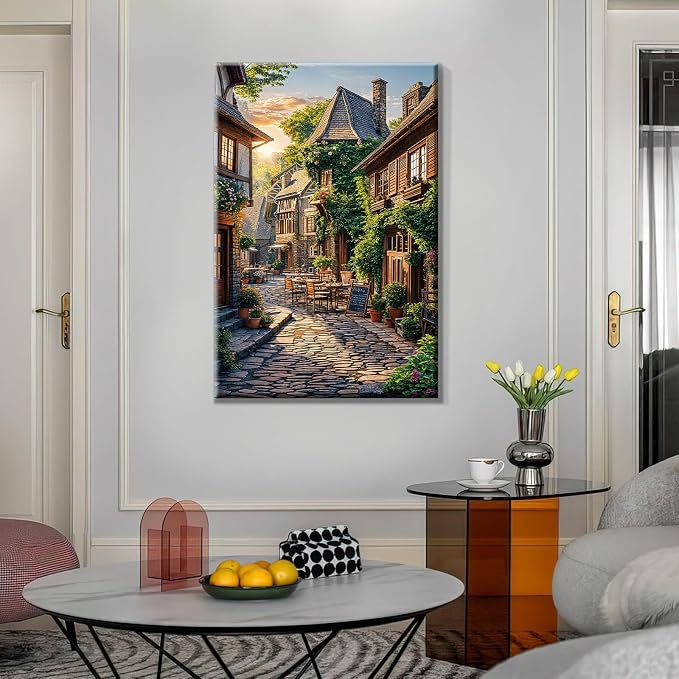 ATDMS City Street Scene Paint by Numbers Kit for Adults with Frame