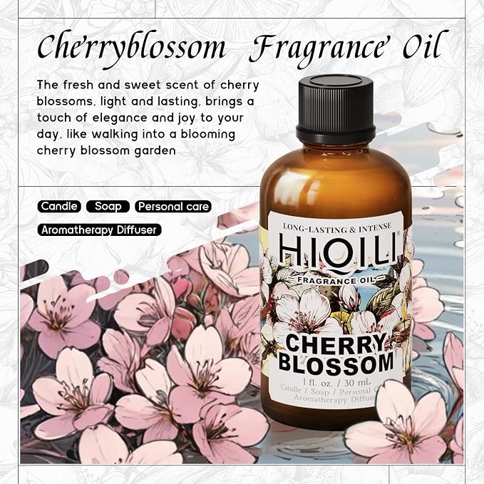 HIQILI Cherry Blossom Fragrance Oil, Floral Perfume Oil - 1 Fl Oz