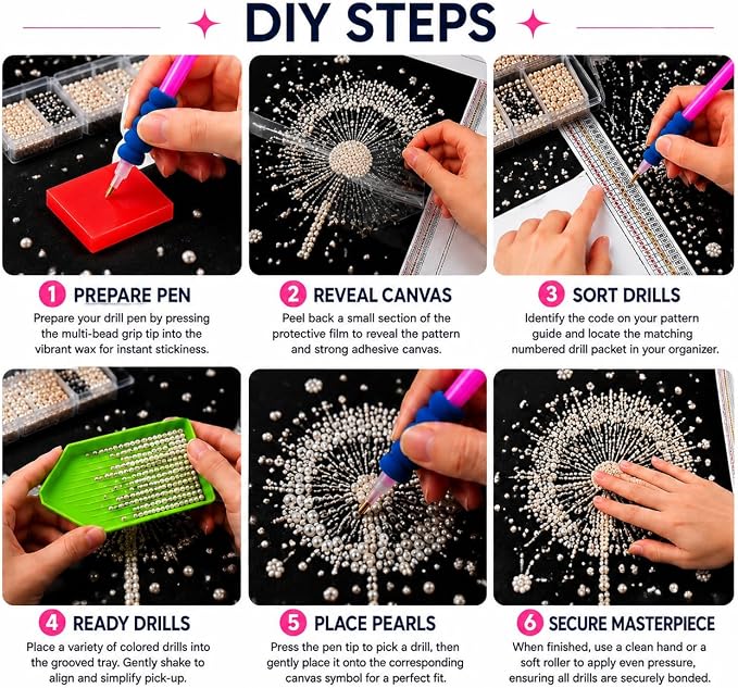 Morudeor Dandelion Diamond Art Pearl Painting Kits for Adults,Special Shape Diamond Art Kits for Flowers, DIY 3D Plastic Pearl Painting Kit for Home Decoration 12 × 16 inch