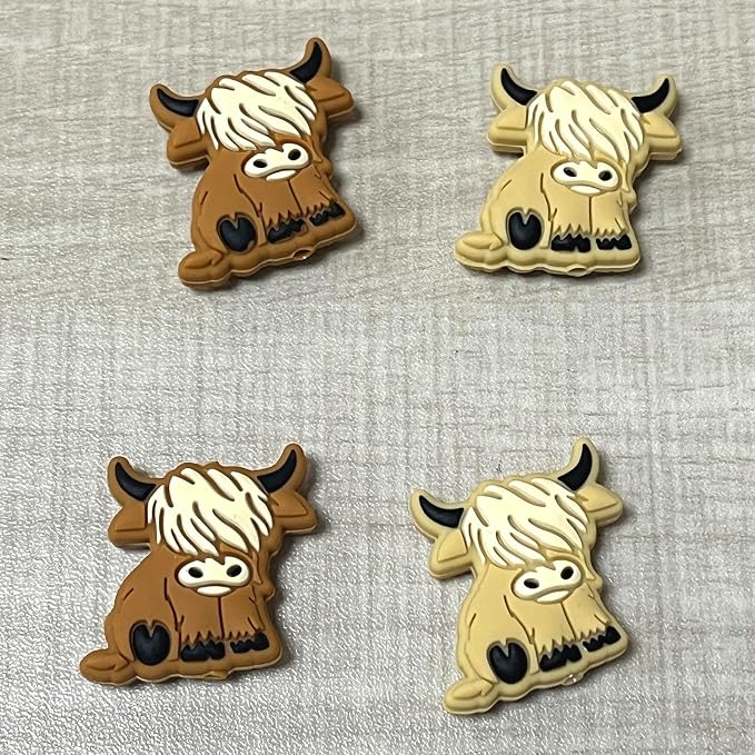 SPANSEE 4 PCS Highland Cow Shape Stitch Stoppers, Knitting Needle Stoppers, Knitting Needle Point Protectors, Knitting Needle End Caps, Knitting Notions fit Size 3-13 (3.25mm-9mm) Needles