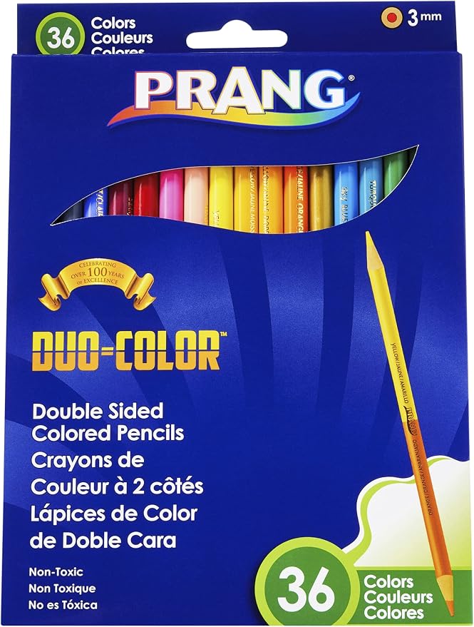 Prang Duo-Color Colored Pencil Sets, 3 Mm, 2b (#1), Assorted Lead/barrel Colors, 18/pack