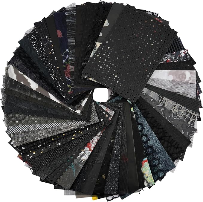 50 Sheets Black Textured Scrapbook Paper,Junk Journal Scrapbooking Supplies