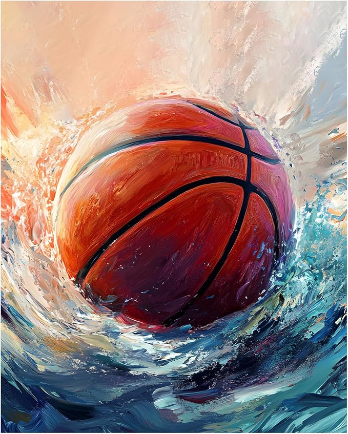 AUKELHJ Paint by Numbers Kit for Adults Beginner, Basketball, 16X20 Inch | Paint by Number for Adults, Beginner Friendly, High-Definition Color Canvas, Stress Relief, Home Decor, Gifts, Unframed