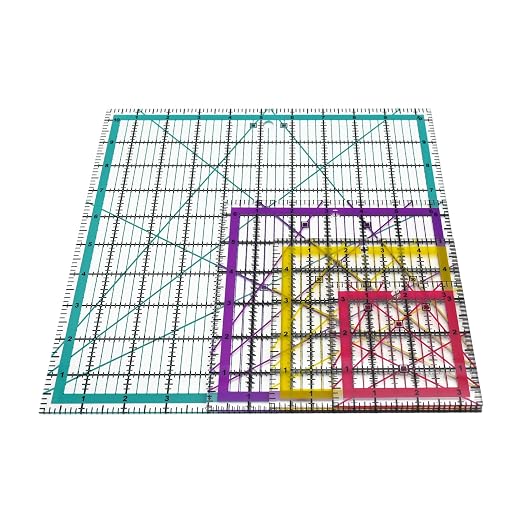 Quilting Rulers,Sewing Ruler,4 Piece Acrylic Square Quilting Templates,Clear Precision Ruler for Quilting Sewing,Tools Supplies Accessories Multcolor(3.5"x3.5" 5"x5" 6.5"x6.5" 10.5"x10.5")