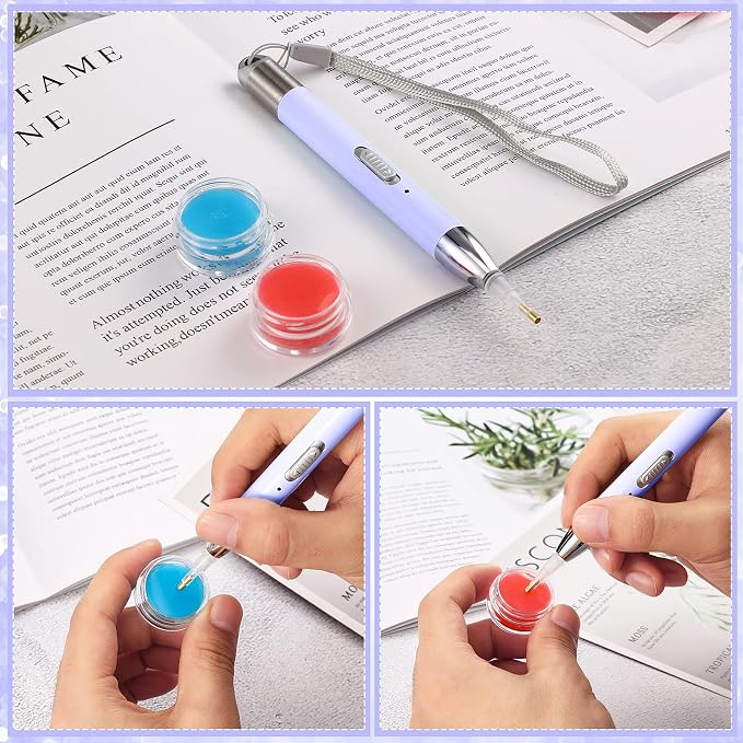 Chuangdi 2 Pcs Diamond Painting Art Drill Pen with Light,Purple, Pink
