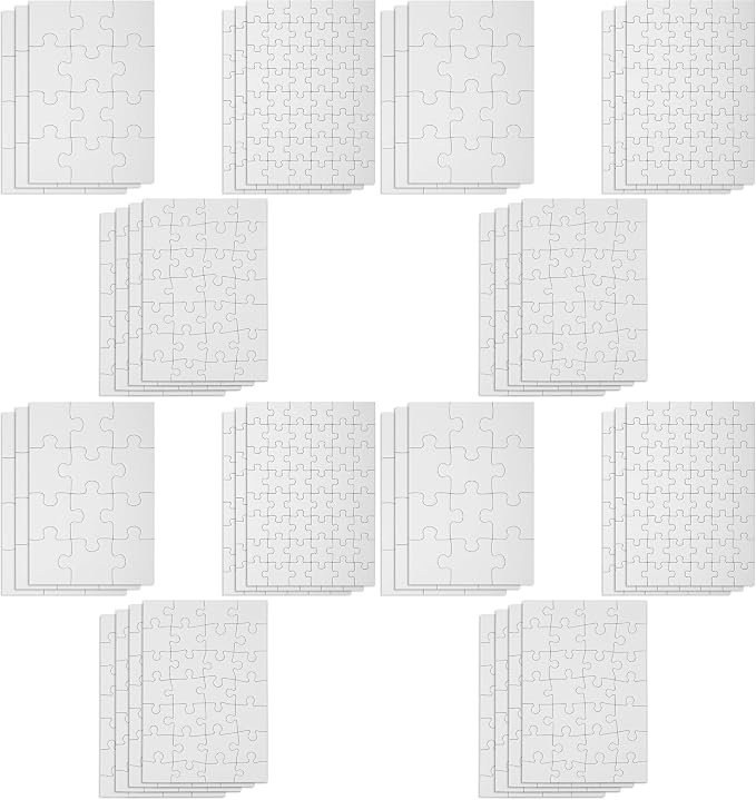 Mr. Pen- Blank Puzzle, 10 Sets, 12/28/48 Pieces/Pack, 8.2" x 5.6" (Pack of 4)