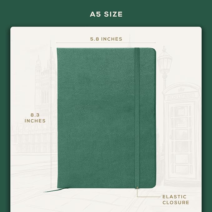 BEECHMORE BOOKS A5 5.8x8.3 Mixed Media Sketchbook 160 GSM/98LB, Gift Box | Hardcover Art Journal with Lay-Flat Binding, 156 Perforated Ivory Pages, Portable Size for Drawing, Ink & Light Watercolor