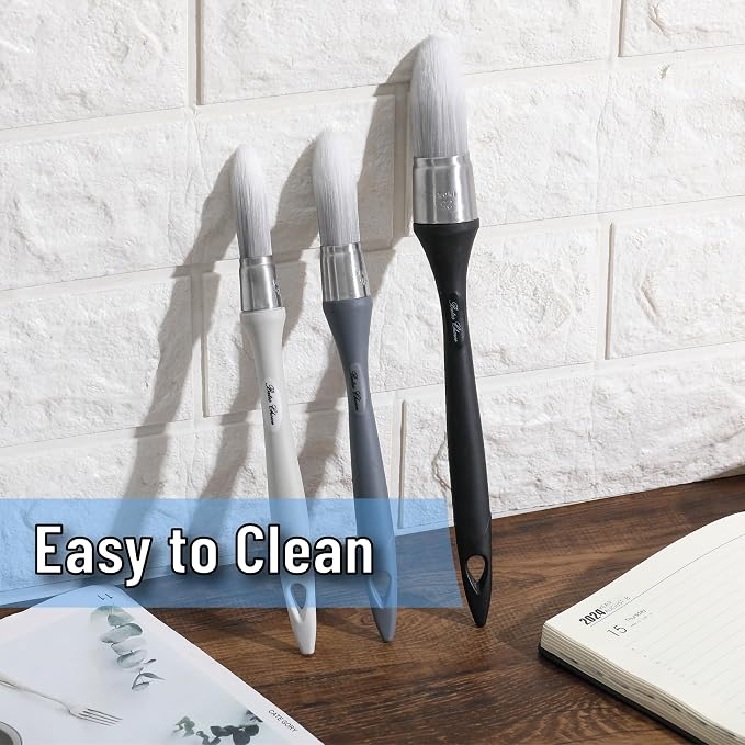 Bates- Trim Paint Brush, 3 pcs, 5/8”, 3/4” and 1”, Ergonomic Handle, Grey Theme, Trim Brushes for Painting