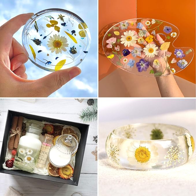 Augshy White Dried Pressed Flowers,Real Natural Dried Flowers Colorful Pressed Flowers for Resin Mold Jewelry Art Craft DIY