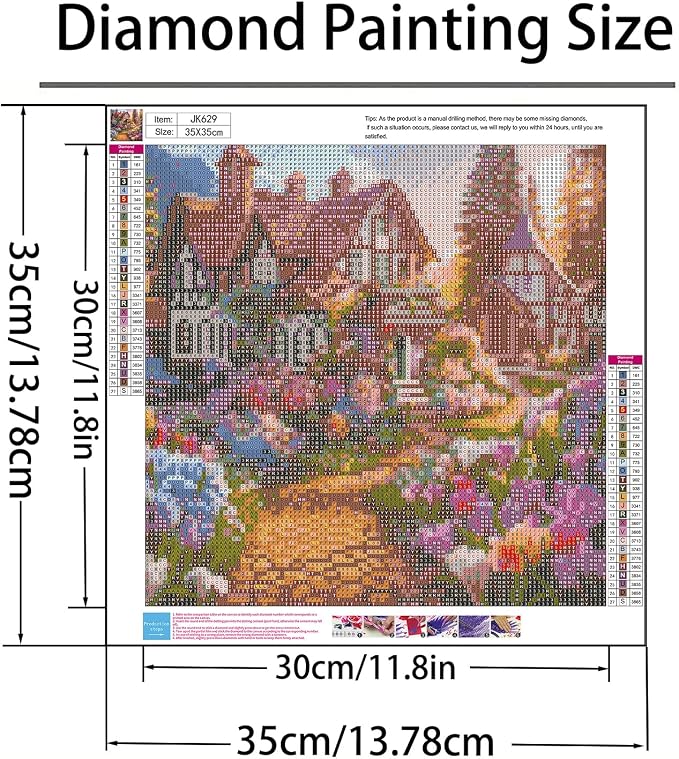 Diamond Art Kits for Adults,House Flower Diamond Painting 13.78x13.78 Inch | 5D DIY Full Round Drill Paint by Diamond,Diamond Painting Dot Gem Art Crafts for Home Wall Decor,Daily Festival Beginners
