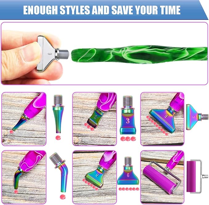 Diamond Art Pens Tools Diamond Painting Pen Accessories Kits with Screw Metal Tip Roller Drill Bead Dot Pens for Art Craft NAI (Green)