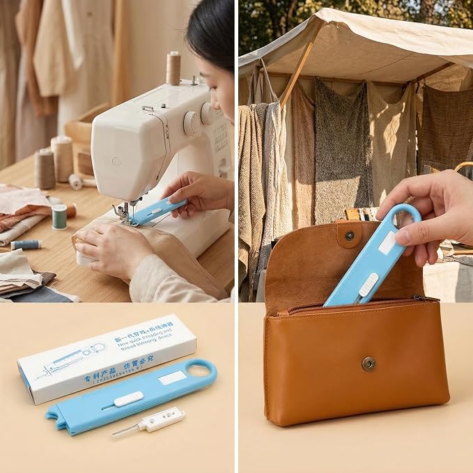 Sewing Machine Automatic Needle Threader with Seam Ripper Ruler Scale
