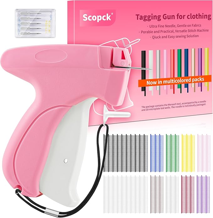 Stitch Gun for Clothes - Handheld Stitch Gun Quick Clothing Fixer - Tagging Gun - Includes 6 Needle, 1000 Black Fasteners & 1002 White Fasteners