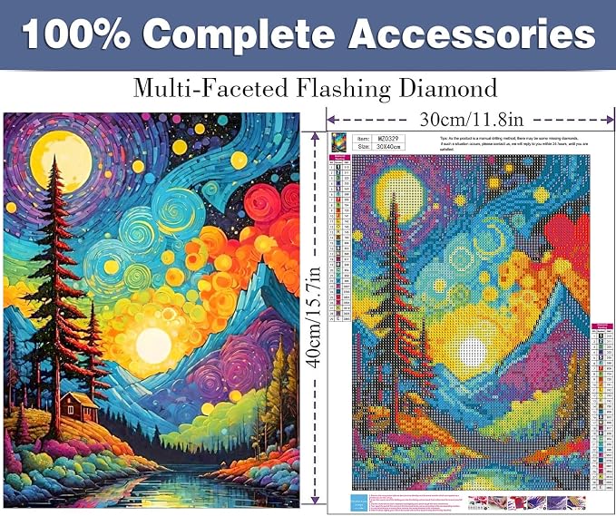 ijbnhd Van Gogh Starry Sky Diamond Art Kits for Adults 12x16in