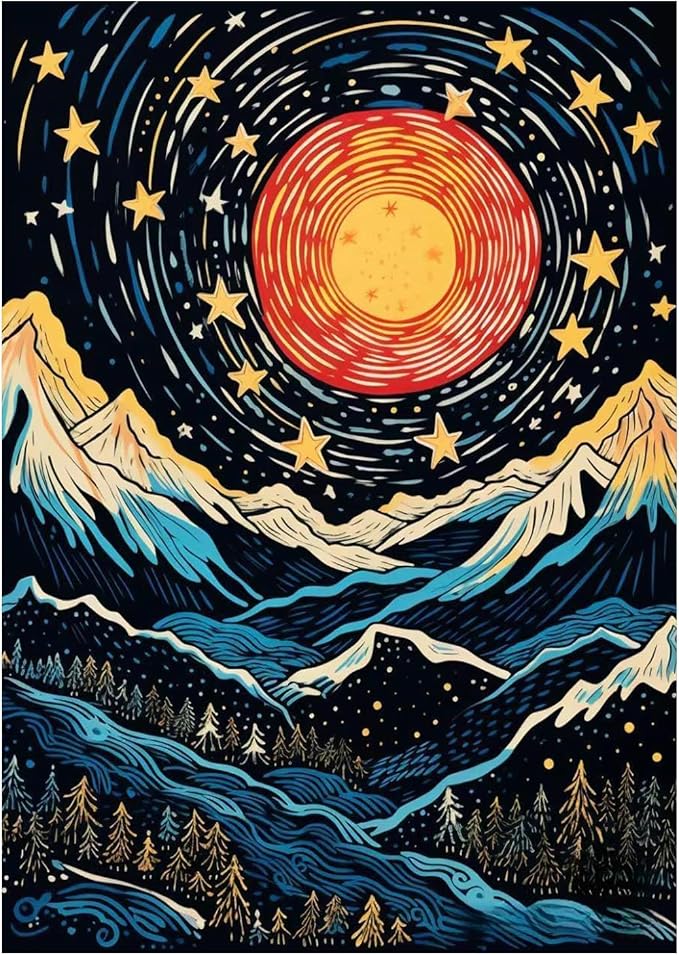 DOTSOPS Mountain Diamond Art Painting Kits DIY Paint by Diamonds for Adults | Crafts DIY 5D Diamond Art Packs Kits for Adults,Round Full Drill for Beginner,Home Wall Decoration Gift 11.8 x 15.7 Inches