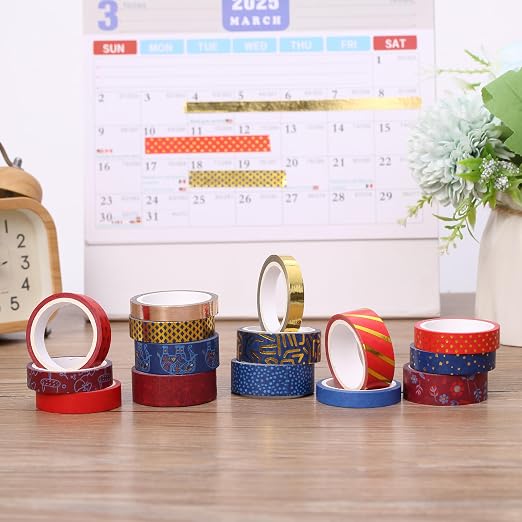 Mr. Pen- Washi Tape Set, 15 Rolls, Assorted Sizes, Metallic Foil | 5 Yards/Roll, Washi Tape for Scrapbook, Arts, Crafts, Journals and Planners, Gilded Grandeur