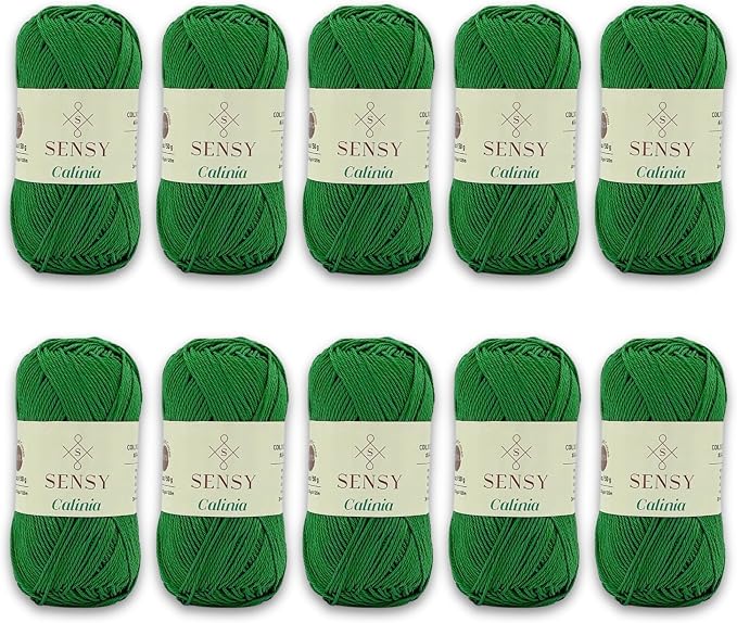 S Sensy Calinia-Mercerized Giza Cotton #2 Fine Yarn 10 Pack Green 131 Yards