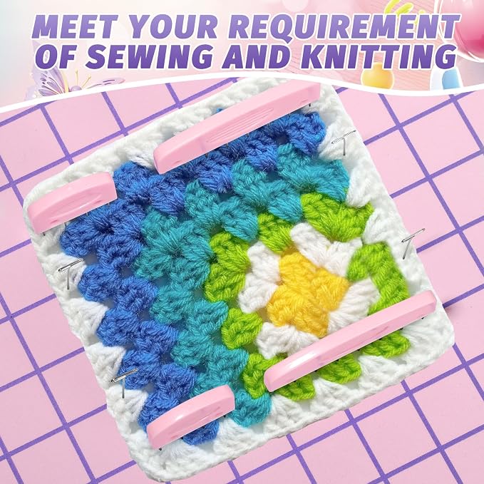 120Pcs Knit Blocking Pins Kit, Blocking Pins for Knitting, Knit Blocking Pins for Blocking Mats, 20 Knit Blockers Pins Kit, Crochet Blocking Pins, Knit Blocking Combs with 100 T-Pins and Storage Box
