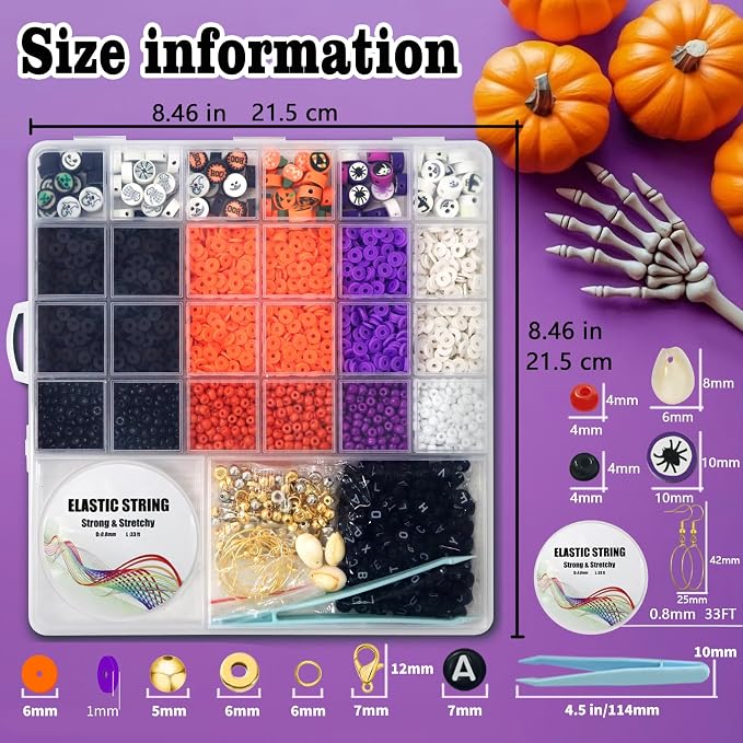 YMSDZHL 3300PCS Halloween Polymer Clay Bead Friendship Bracelet Making Kit