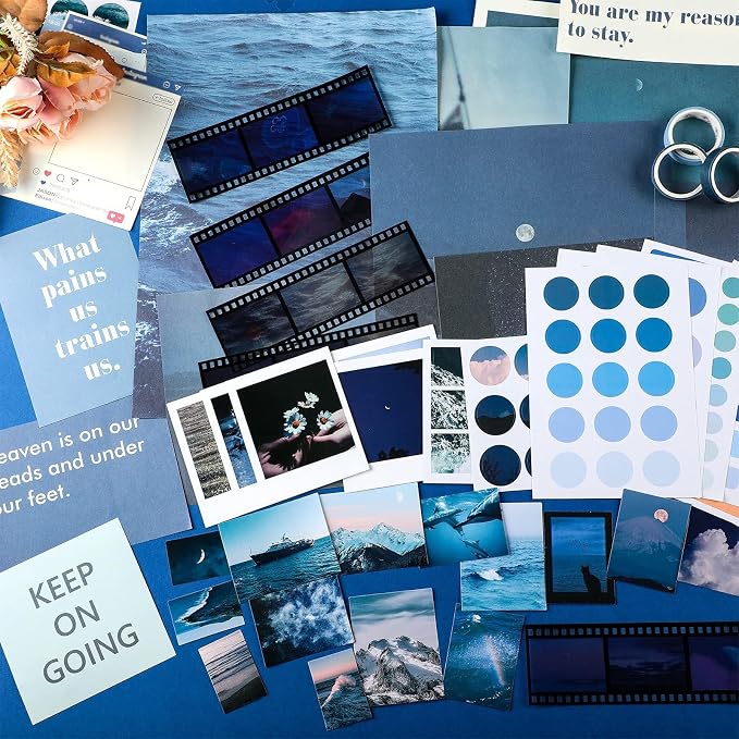 114 Pcs Aesthetic Scrapbook Kit DIY Junk Journaling Supplies, Fresh Style