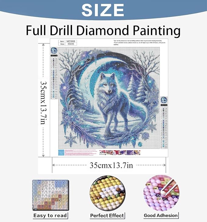 Benjenes Snow Wolf Diamond Art Kits for Adults Diamond Painting Kits
