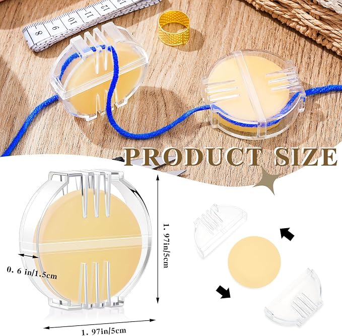 Maitys 2 Pcs Thread Wax Beeswax for Hand Sewing,Yellow, Clear Case | Conditioner for Embroidery Quilting, Strengthens Sewing Line Reduces Fraying, Clear Case Storage, Natural Beeswax Formula