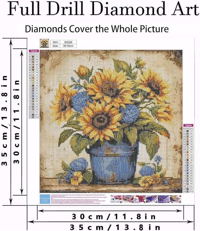 Dlylust Sunflower Diamond Art Painting Kits for Adults - Full Drill Diamond Dots Paintings for Beginners, Round 5D Paint with Diamonds Pictures Gem Art Painting Kits DIY Crafts Kits 12x16inch