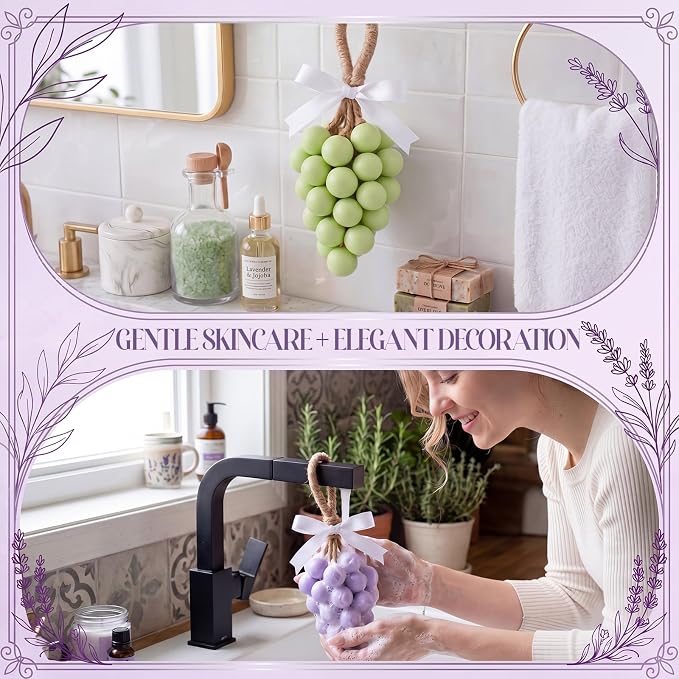 DIY Grape Soap Making Kit Complete Craft Set with with Natural Soap Base Silicone Molds Mica Powder Dried Flowers Coloring Agents and Essential Oils for Homemade Gifts Home Party Decor